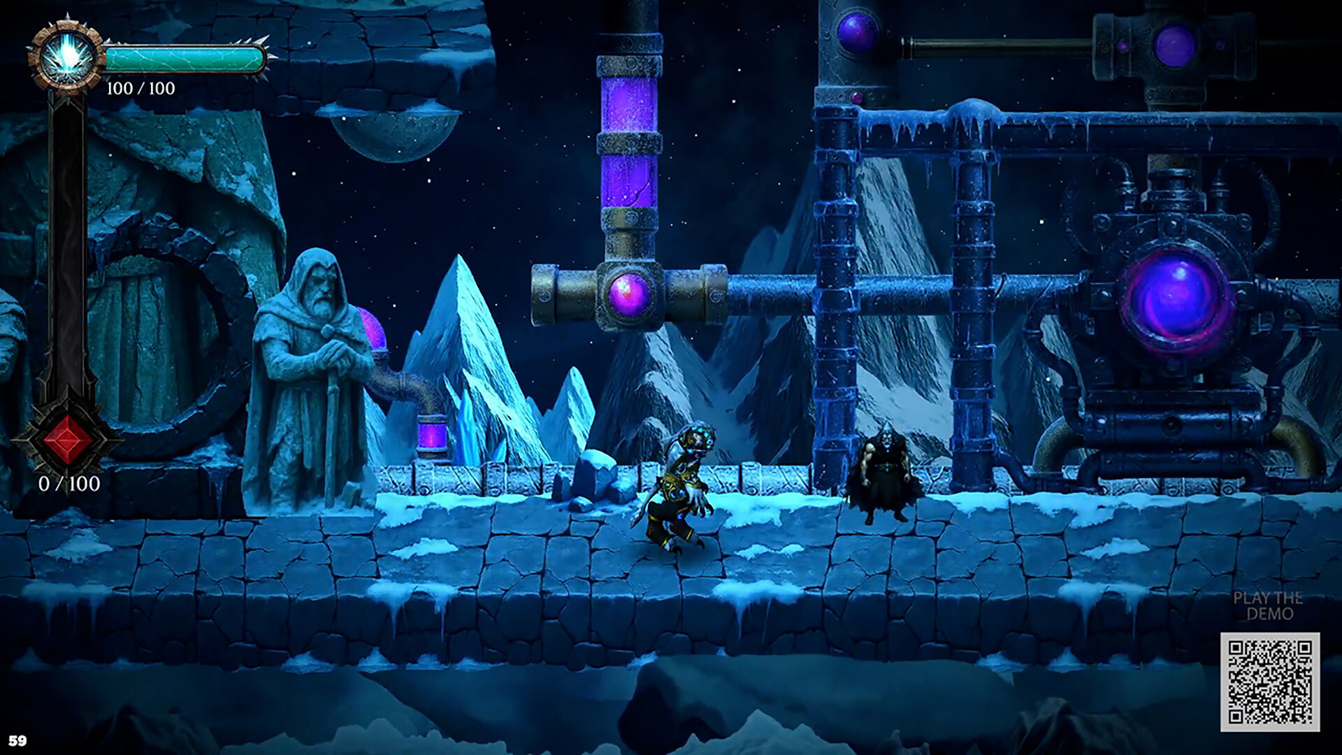 Blightened: the frozen sanctuary hub with the Syphon machinery